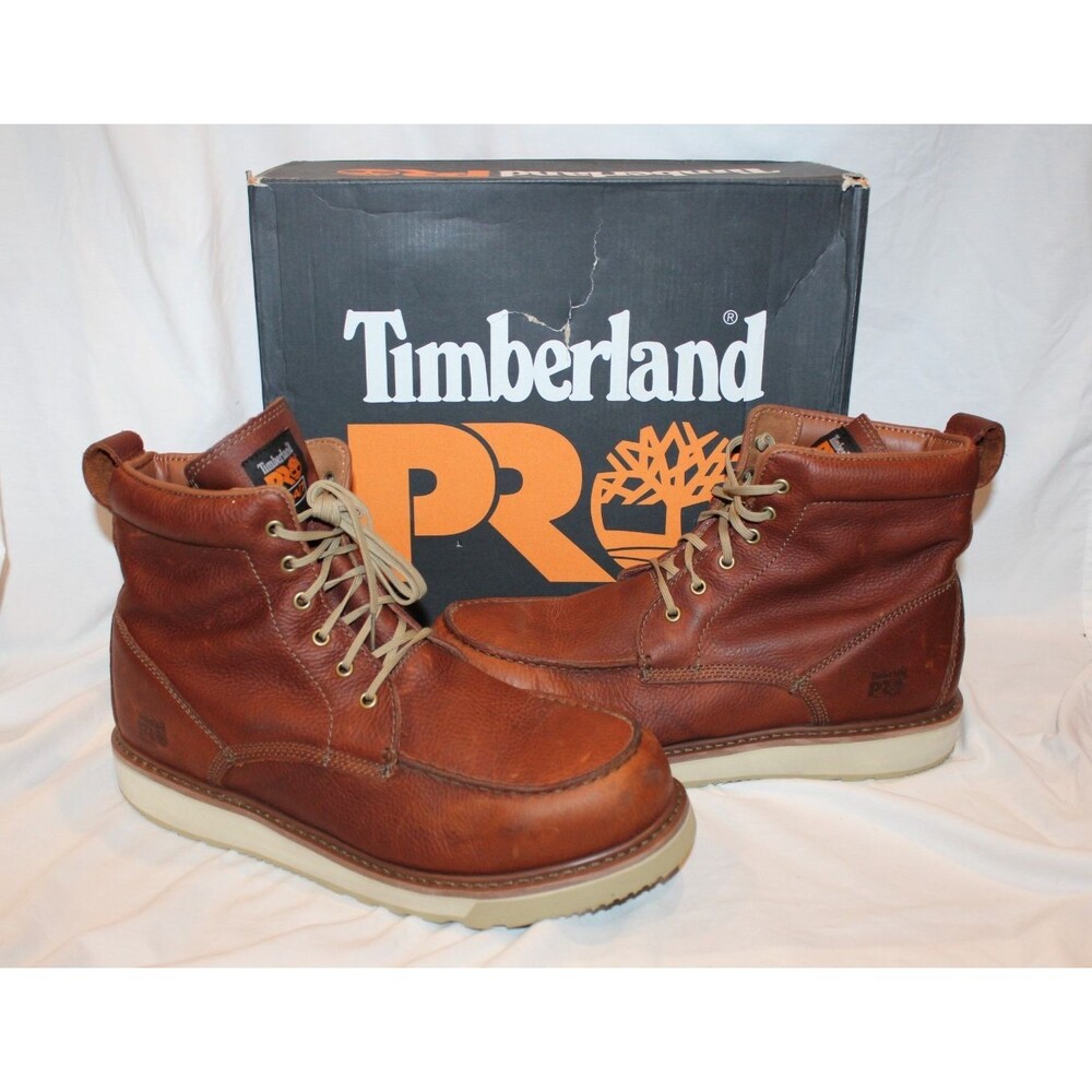 Men's Timberland PRO Wedge 6" Soft Toe Moc-Toe Work Boots Brown New SZ 15